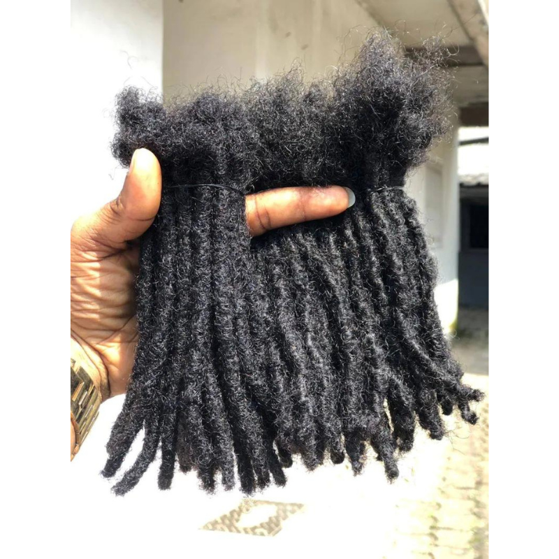 Bundle of 50 Interlocd 100% Human Hair Sizes 0.6cm - 0.7cm, Anwi Textured Locs