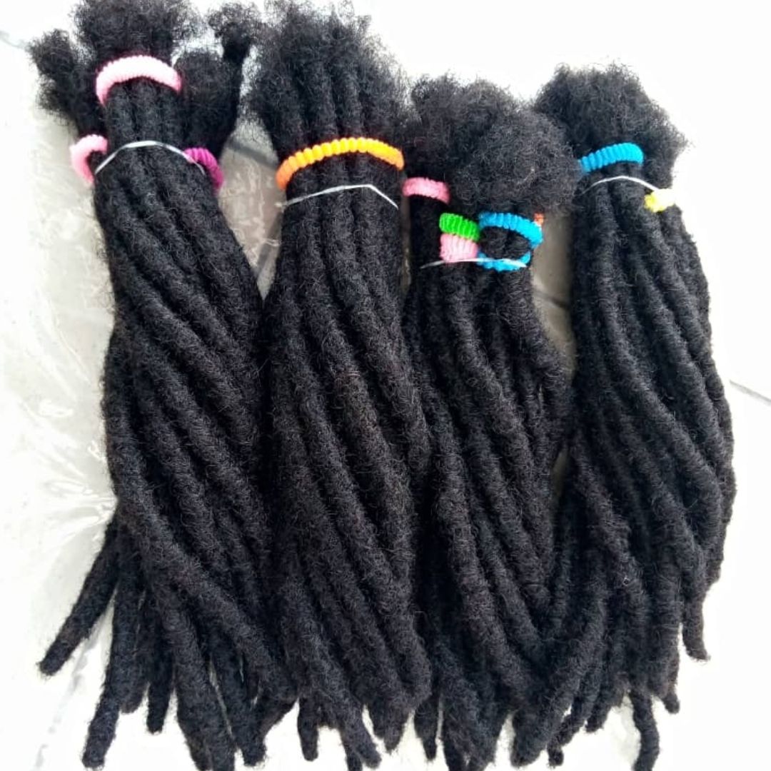 50 locs Bundle, 100% Human Hair Dreadlock Extensions with Closed Tips In Medium to Large Sizes with 3 to 20 inches in Multiple Colors