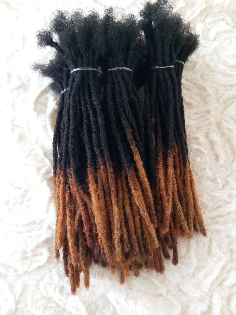 100 locs Bundle,100% Human Hair Dreadlock Extensions with Honey Tips In X-Small to Small Sizes with 16 to 30 inches in Multiple Colors