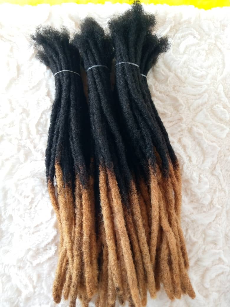 100 locs Bundle,100% Human Hair Dreadlock Extensions with Honey Tips In X-Small to Small Sizes with 16 to 30 inches in Multiple Colors